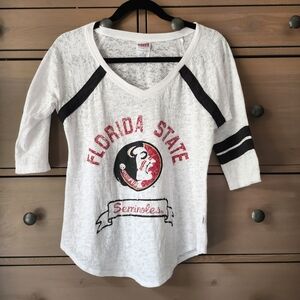 Soffe Women's White and Black Florida State Top